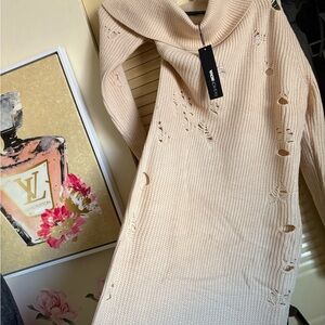 Fashion Nova Cream Off-the-Shoulder Sweater